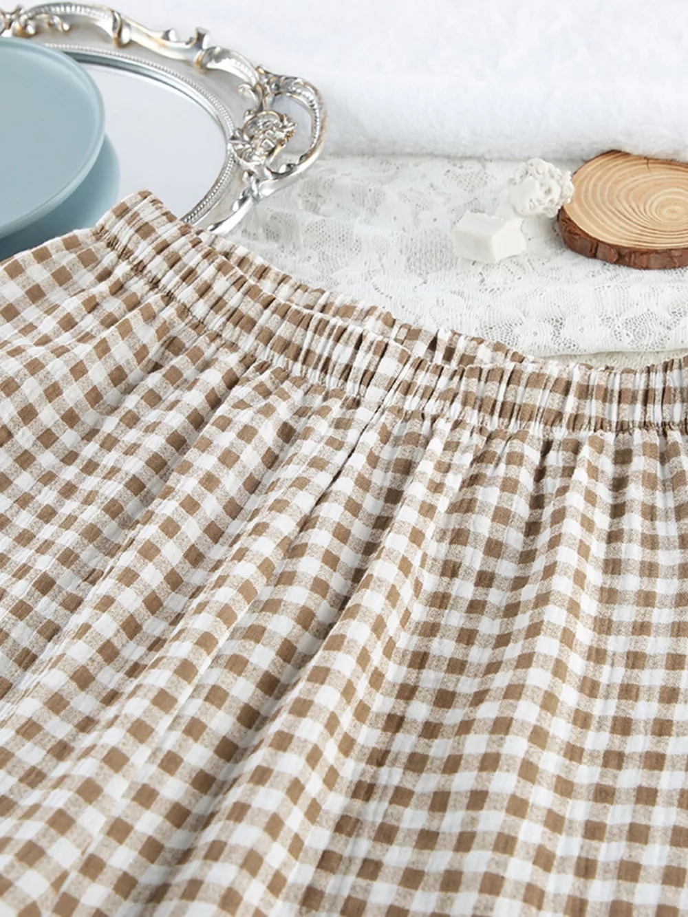 Gingham Ruffle-Trim Top and Pants Lounge Set, image 18