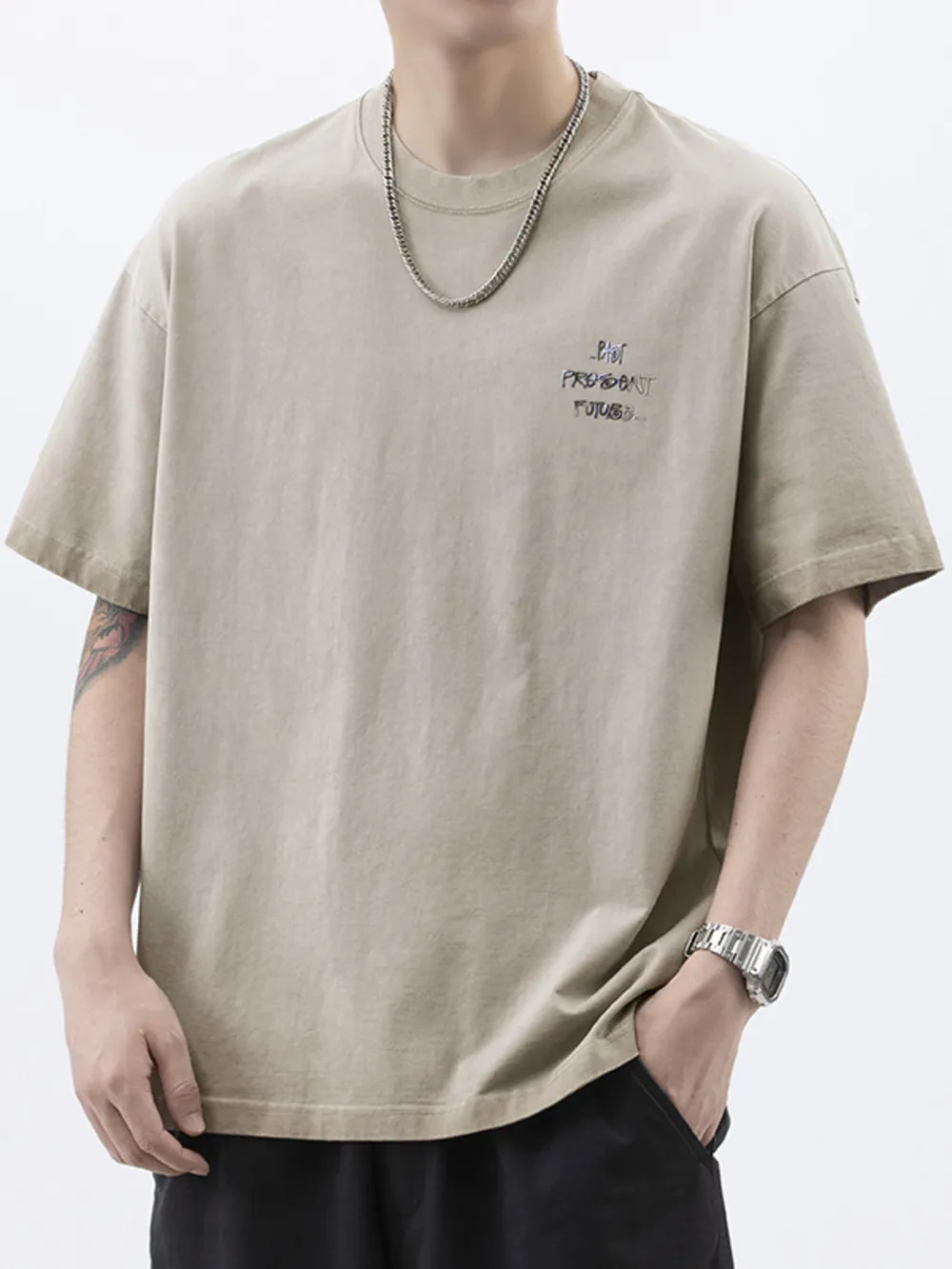 Men's Plus Size Oversized Round Neck Letter Graphic T-Shirt, image 2