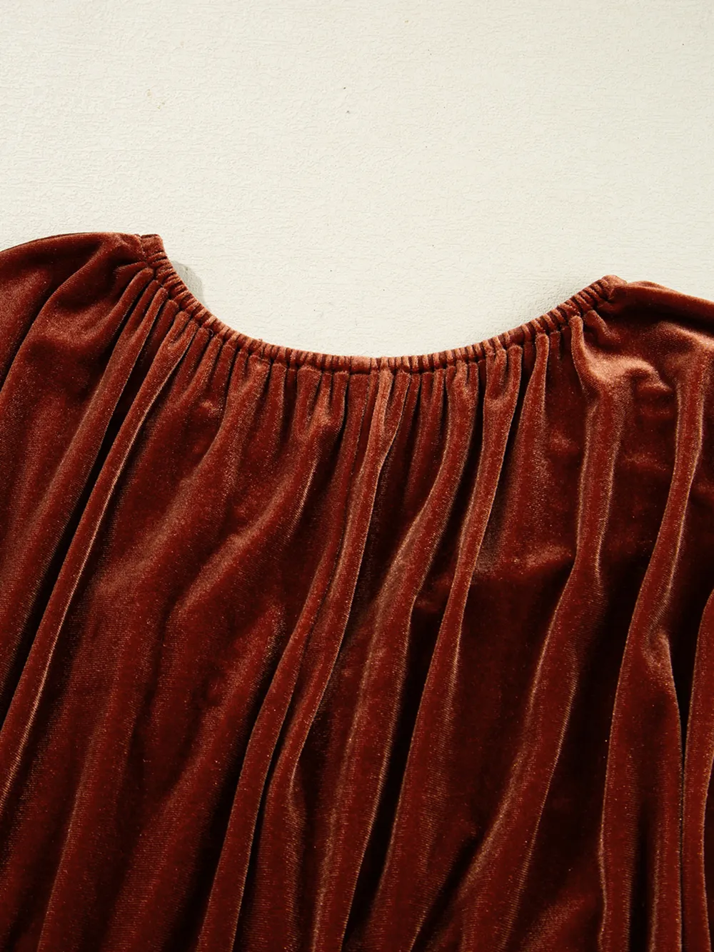V Neck Puff Sleeve Velvet Dress, image 8