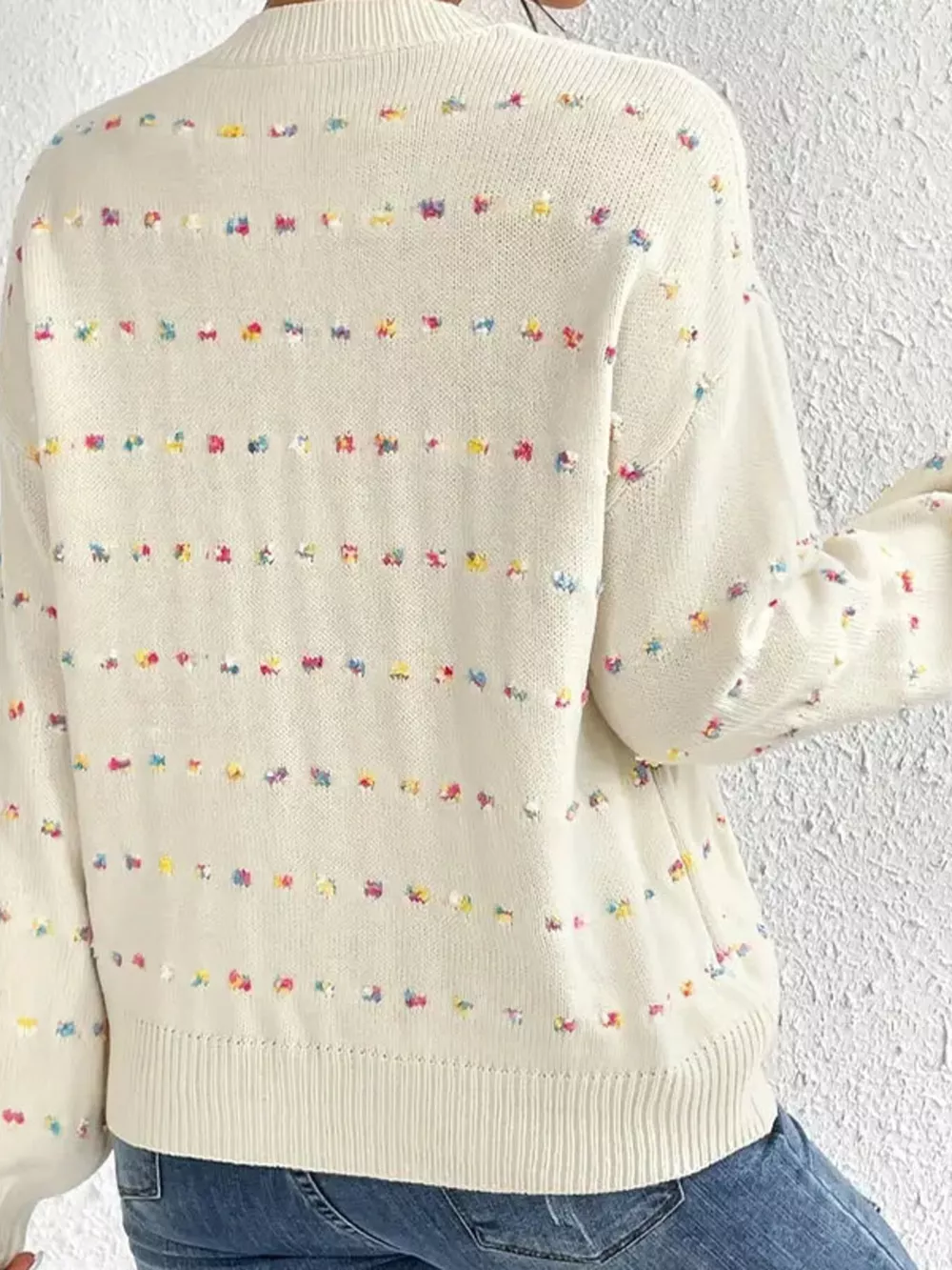 Multi-Color Confetti Dot Drop Shoulder Sweater, image 4