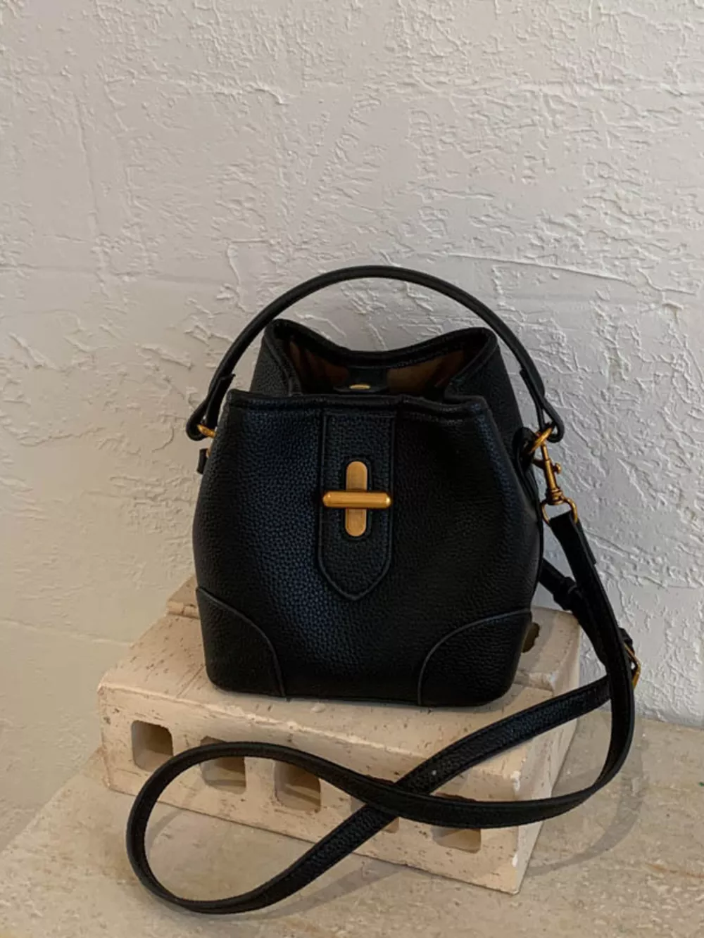 Bucket Style Leather Crossbody Bag, image 2