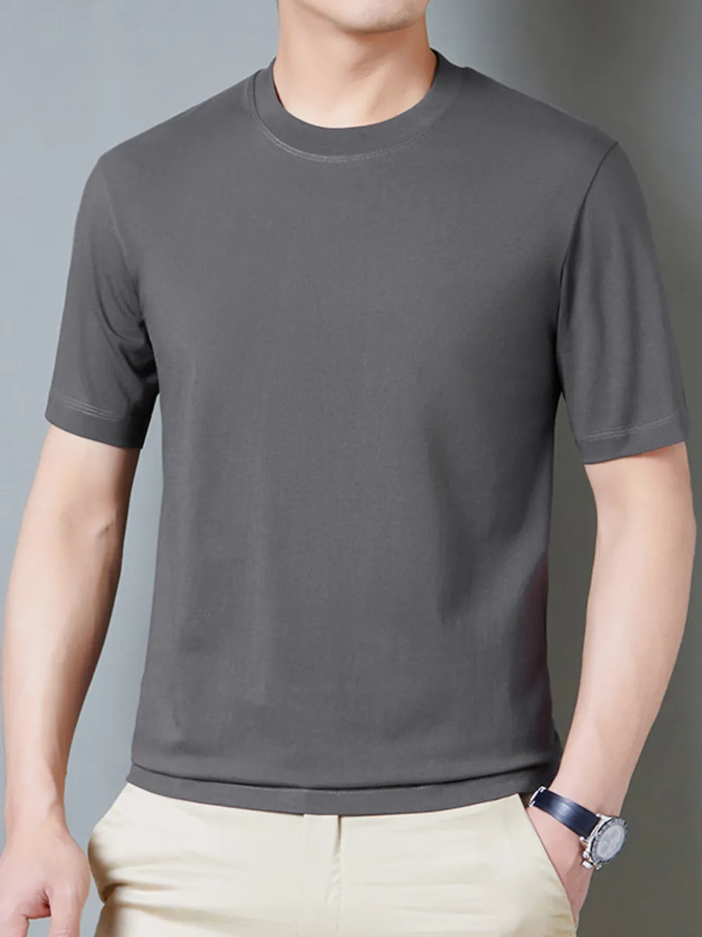 Men's Full Size Round Neck Short Sleeve T-Shirt Plus Size, image 6