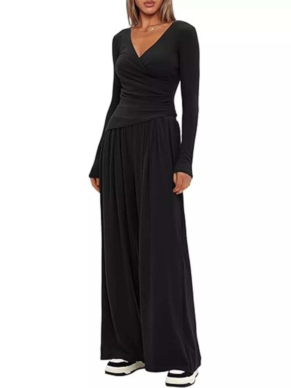 Casual Long Sleeve Top and Wide Leg Pants Set, image 10