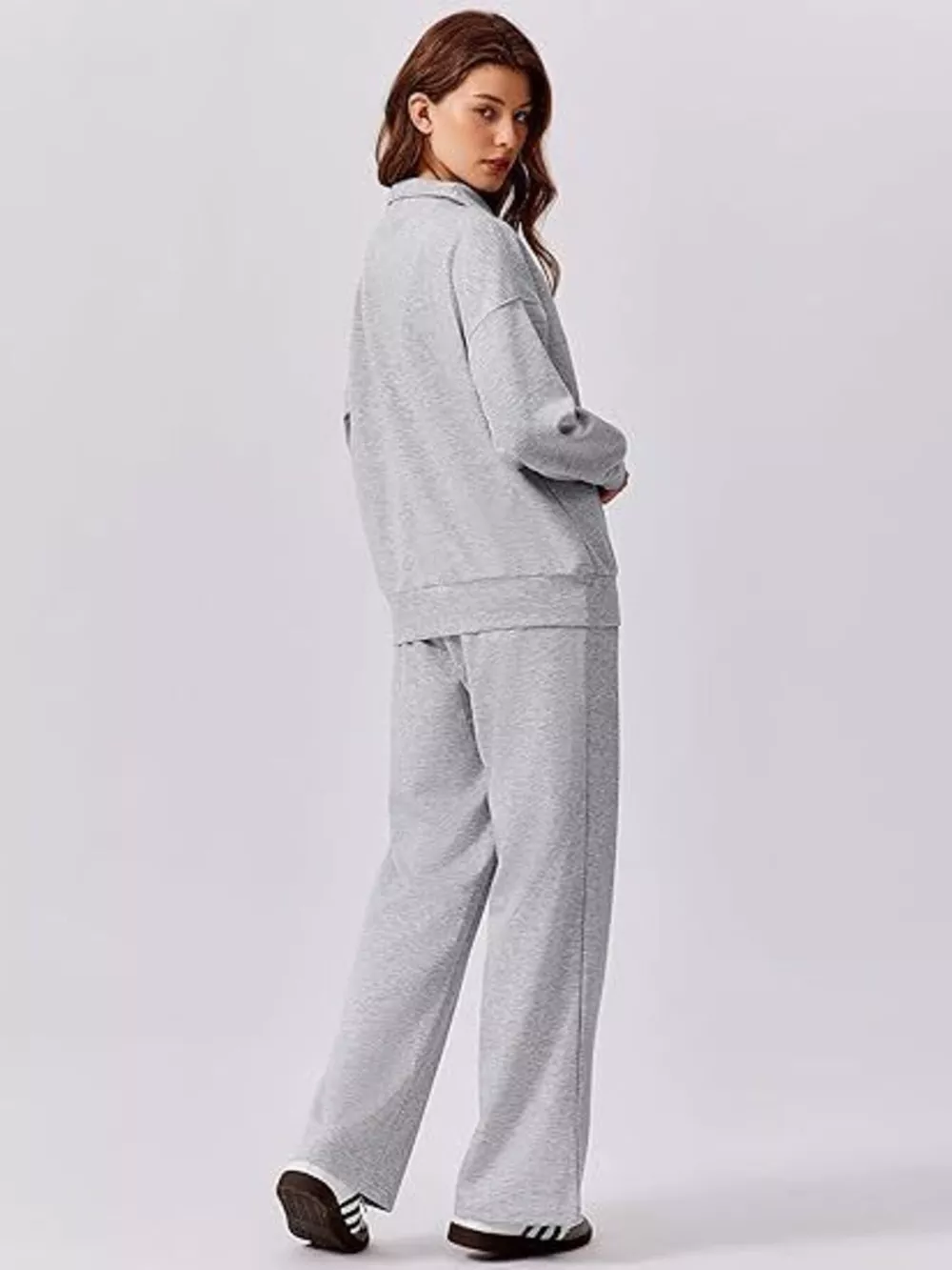 Relaxed Fit Quarter-Zip Top and Pants Set, image 20