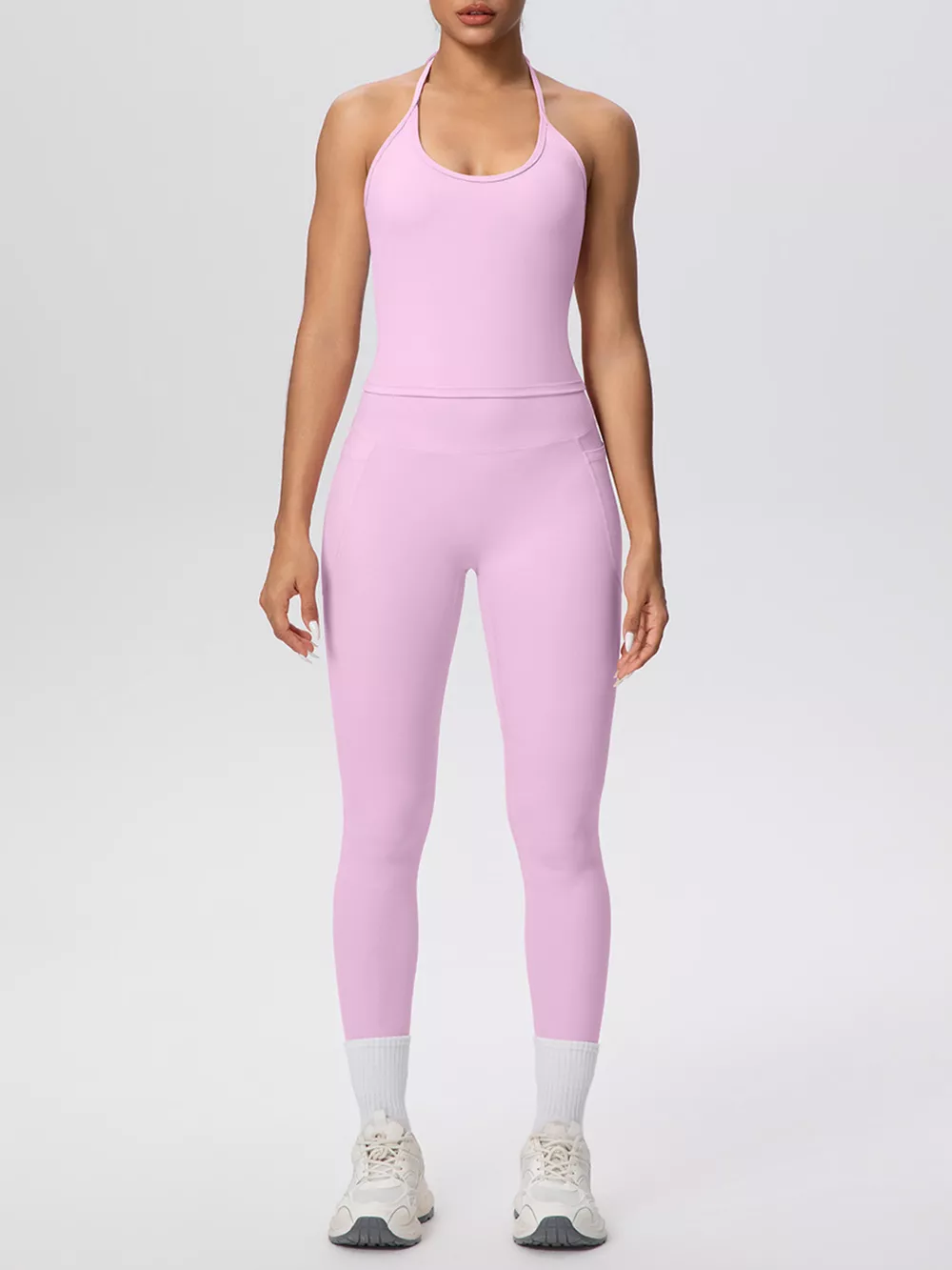 Halter Neck Cami and High-Waisted Leggings Active Set, image 26