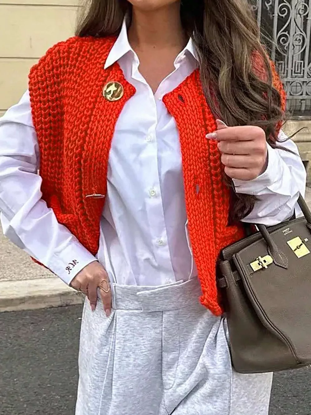 Chunky Knit Button-Down Sweater Vest, image 7