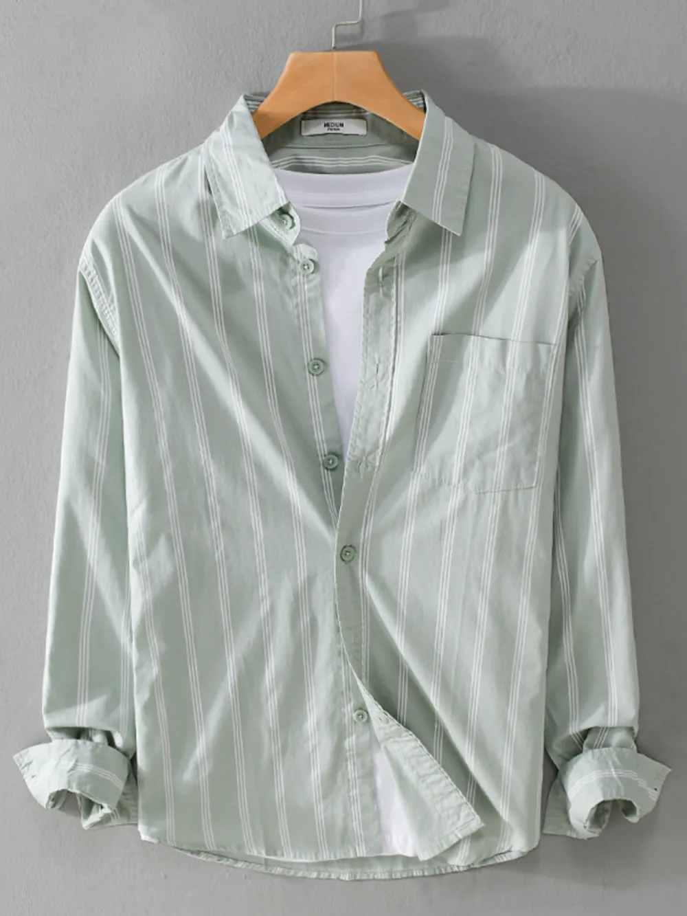 Men's Plus Size Striped Button-Down Shirt, image 4