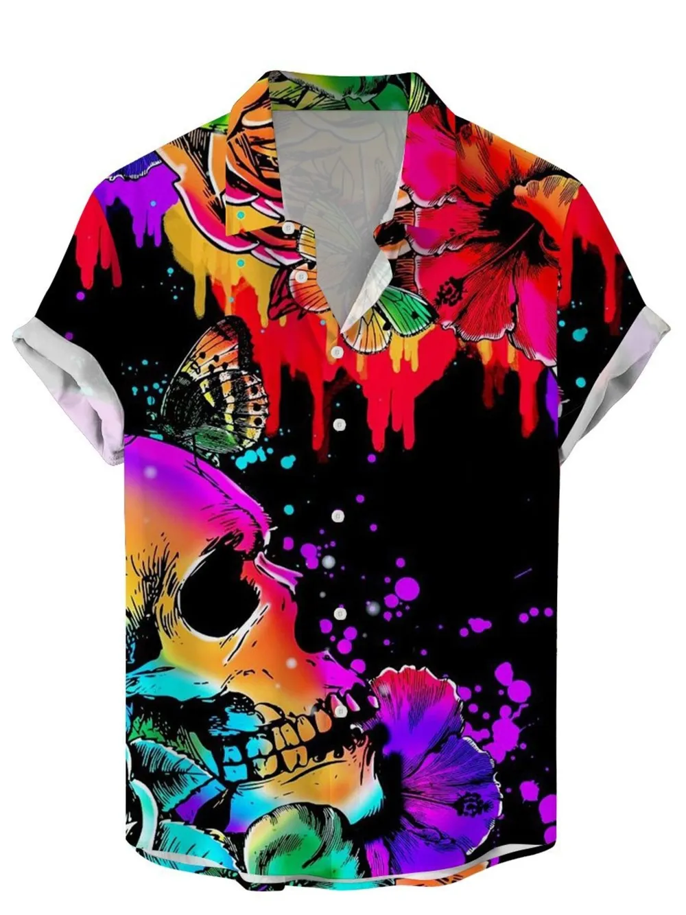 Men's Plus Size Printed Button Up Short Sleeve Shirt, image 5