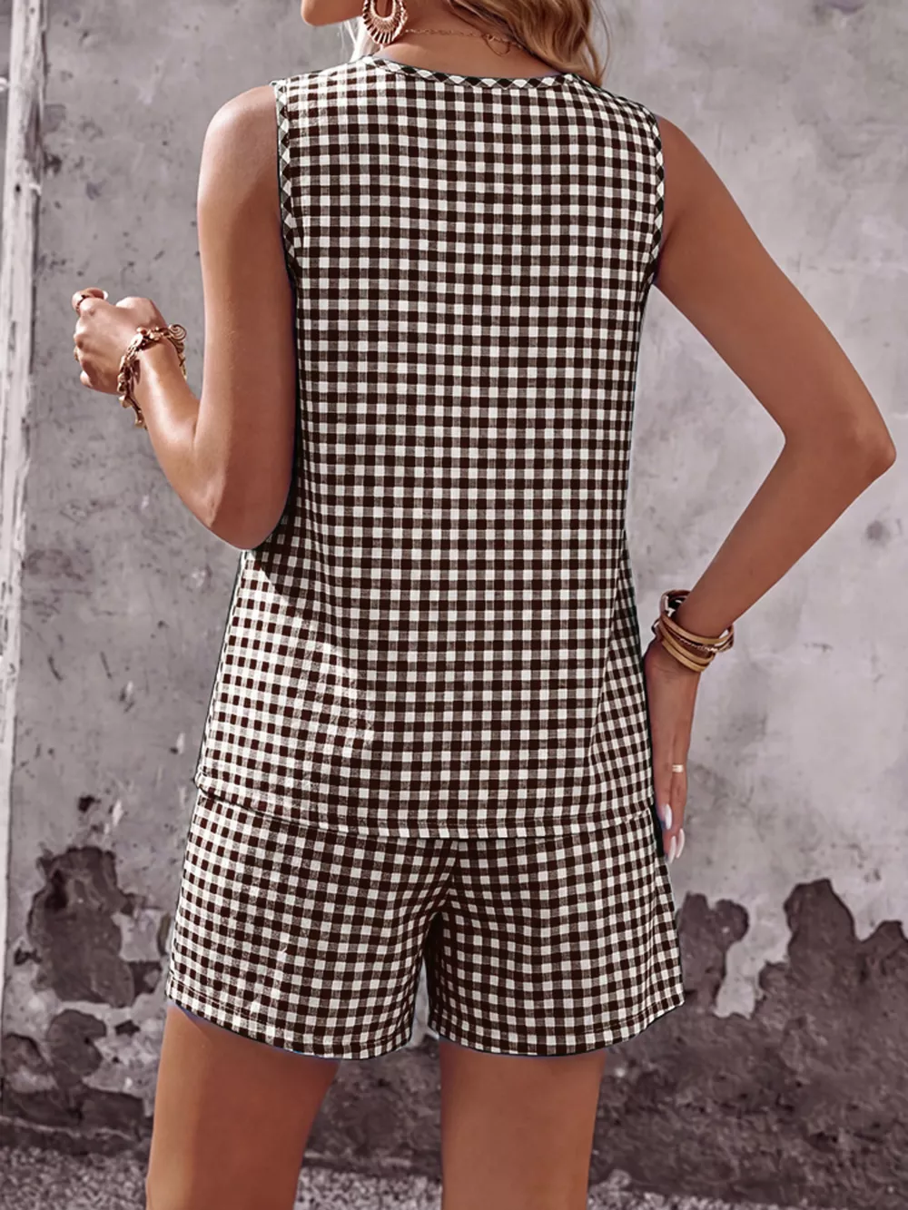 Gingham Sleeveless Top & Shorts Set, image 10