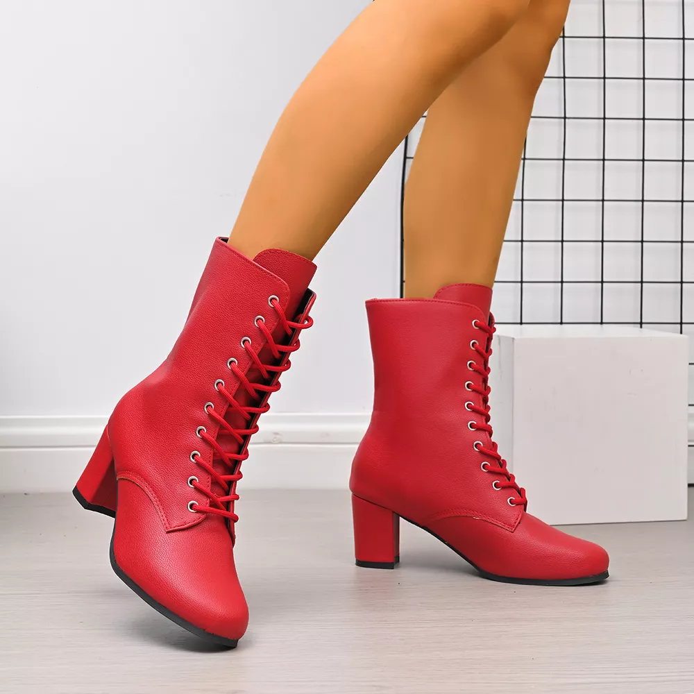 Round Toe Block Heels Boots, image 9