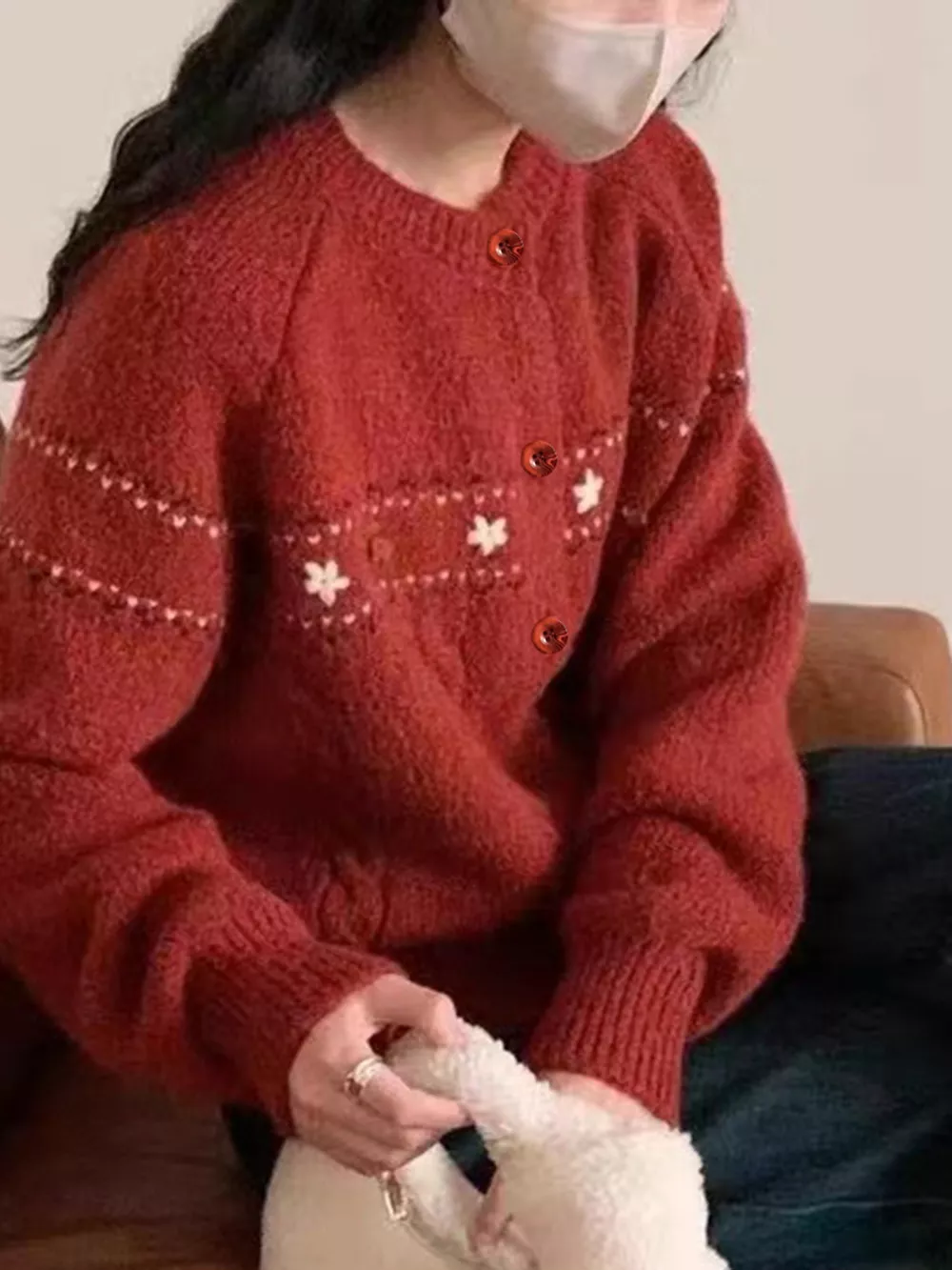 Cable Knit Button Up Cardigan, image 2