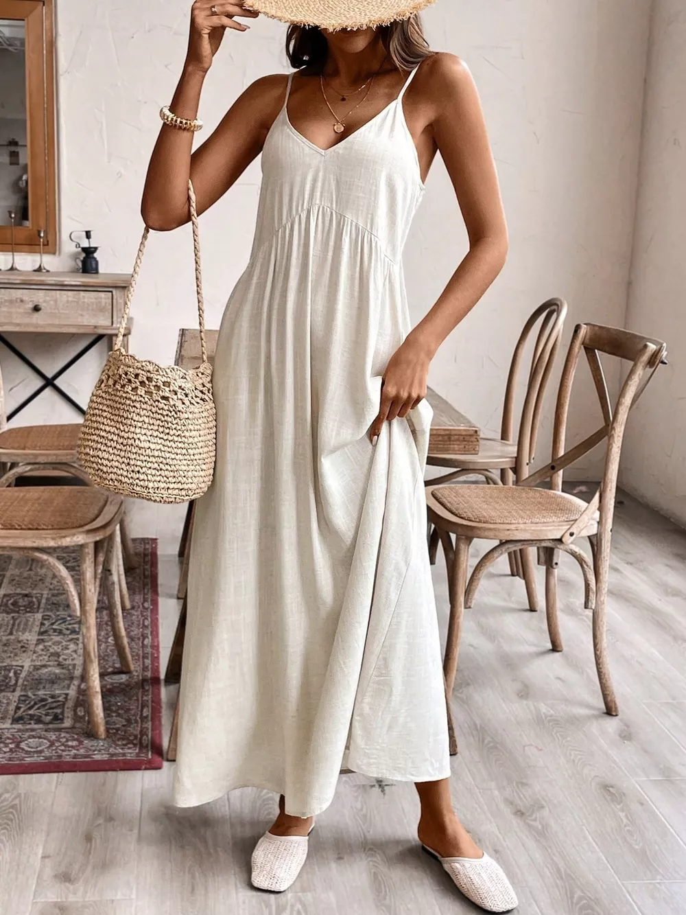 Casual Spaghetti Strap Maxi Dress, image 4