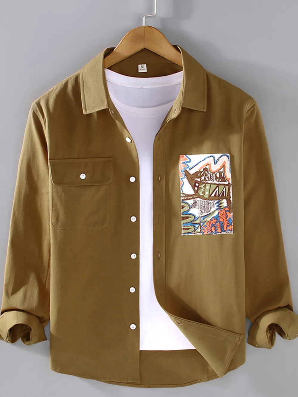 Men's Plus Size Button Up Long Sleeve Shirt, image 3