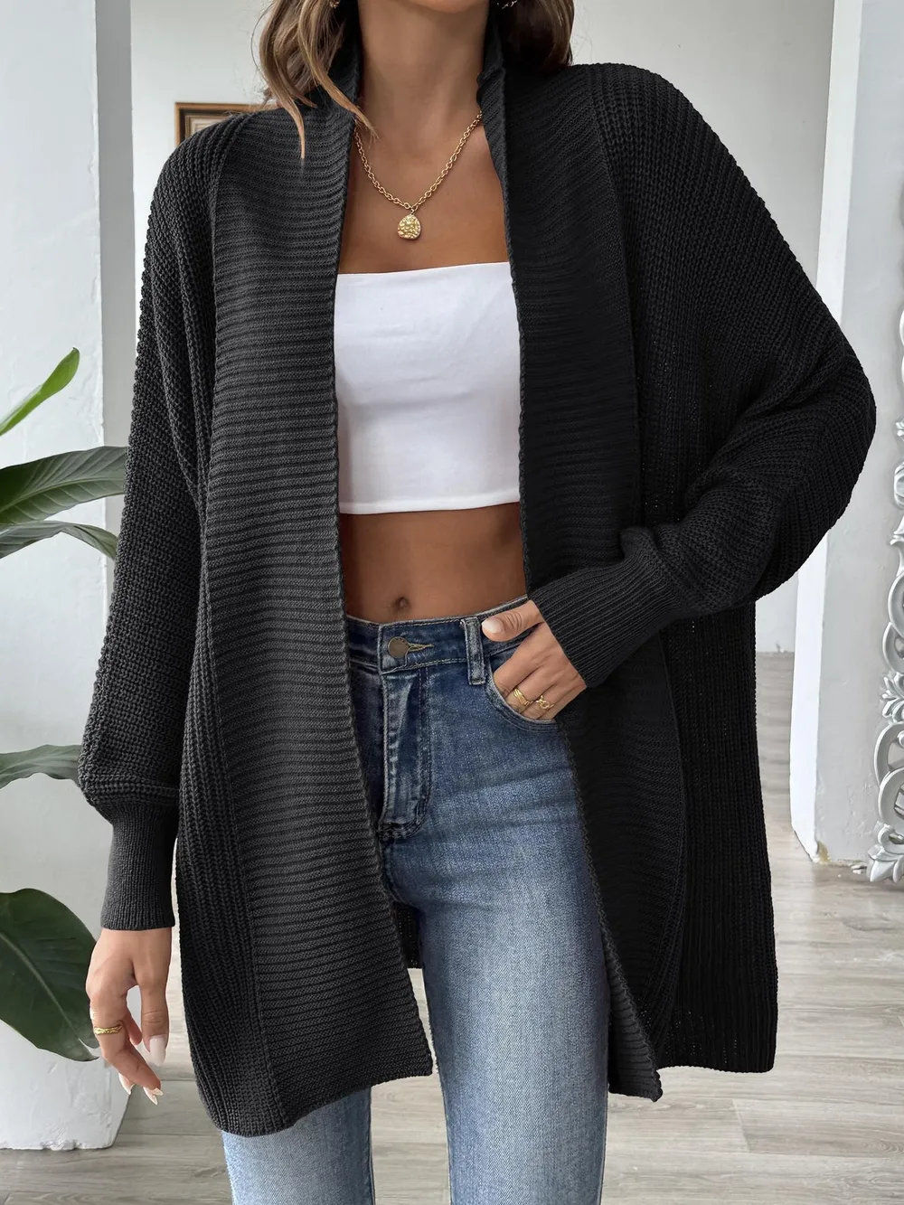 Oversized Knit Open Front Cardigan, image 12