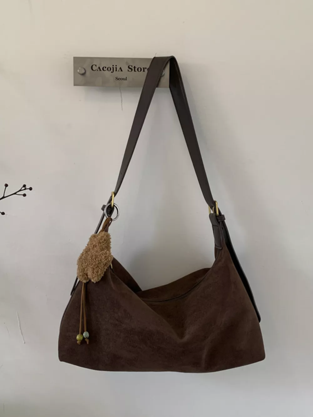 Solid Color Suede Hobo Crossbody Bag, image 8