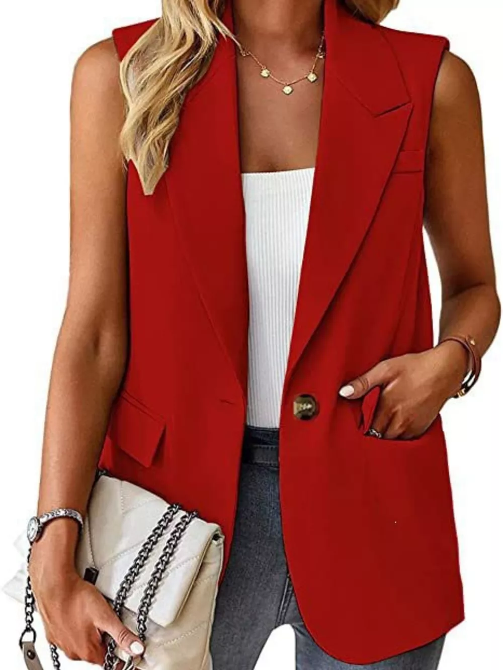 One Button Blazer Vest, image 7