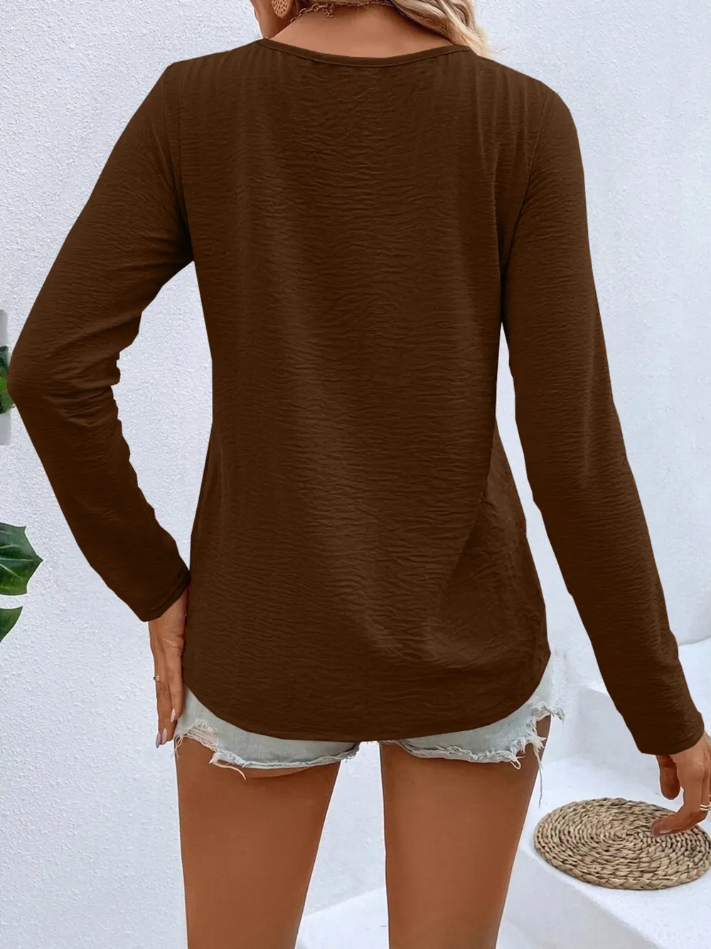 Full Size V-Neck Long Sleeve T-Shirt Plus Size, image 15