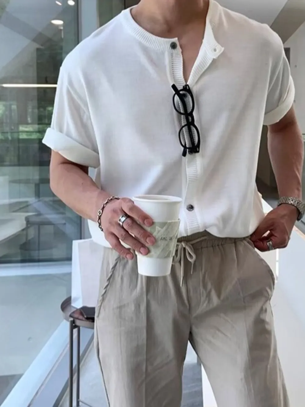Men's Button Up Short Sleeve Top, image 5