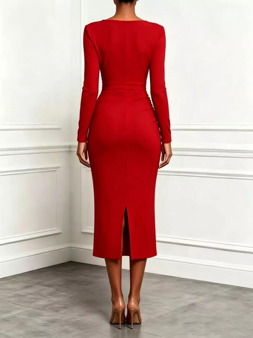 Ruffled Surplice Long Sleeve Dress, image 5