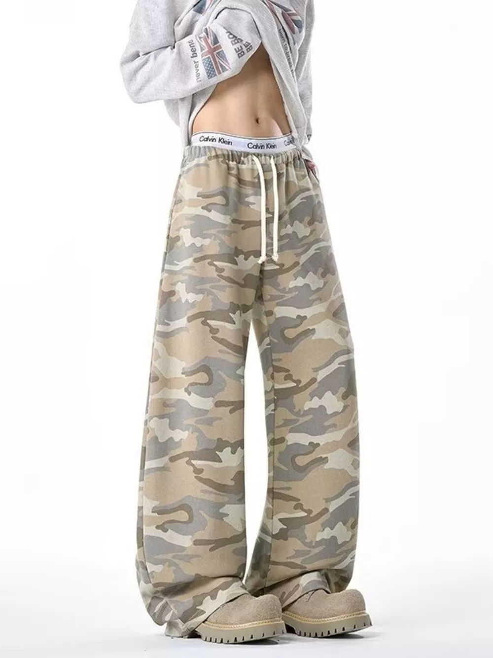 Men's Camouflage Wide-Leg Pants