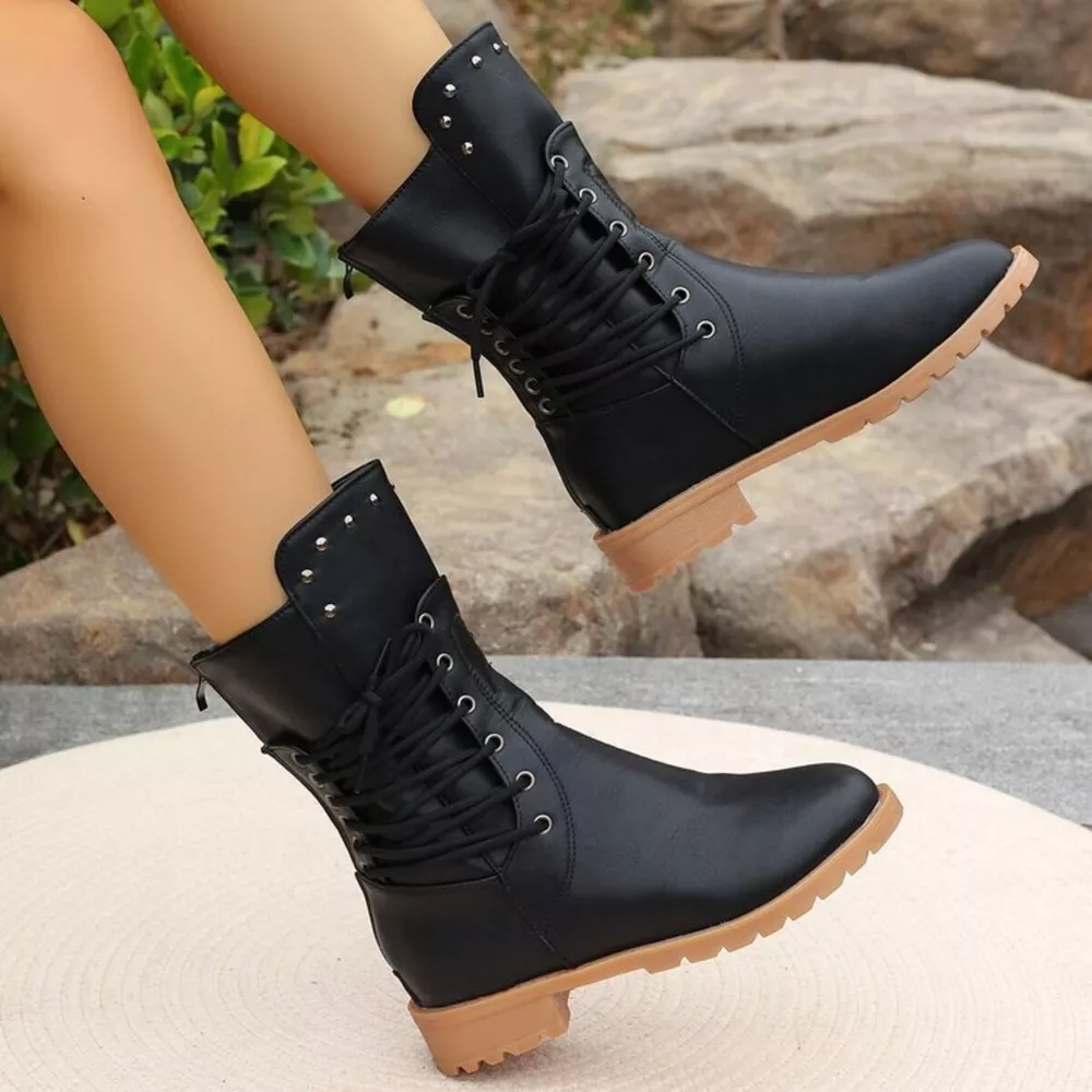 Studded Lace-Up Boots, image 2