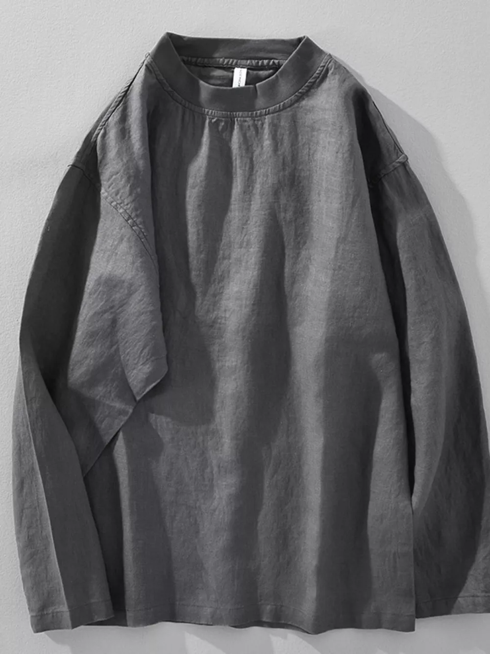 Men's Plus Size Long Sleeve Solid Color T-Shirt, image 2