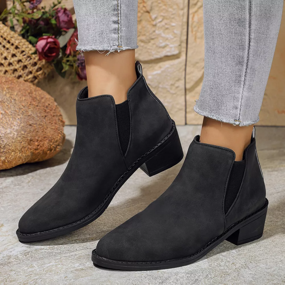 Point Toe Block Heels Ankle Boots, image 4