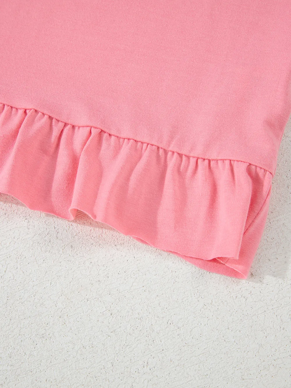 Ruffle Hem Round Neck Relaxed T-Shirt, image 6