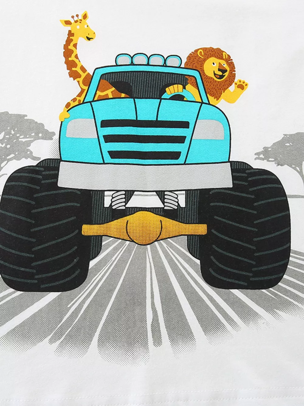 Kids' Monster Truck and Animal Graphic Tee and Shorts Pajama Set, image 2