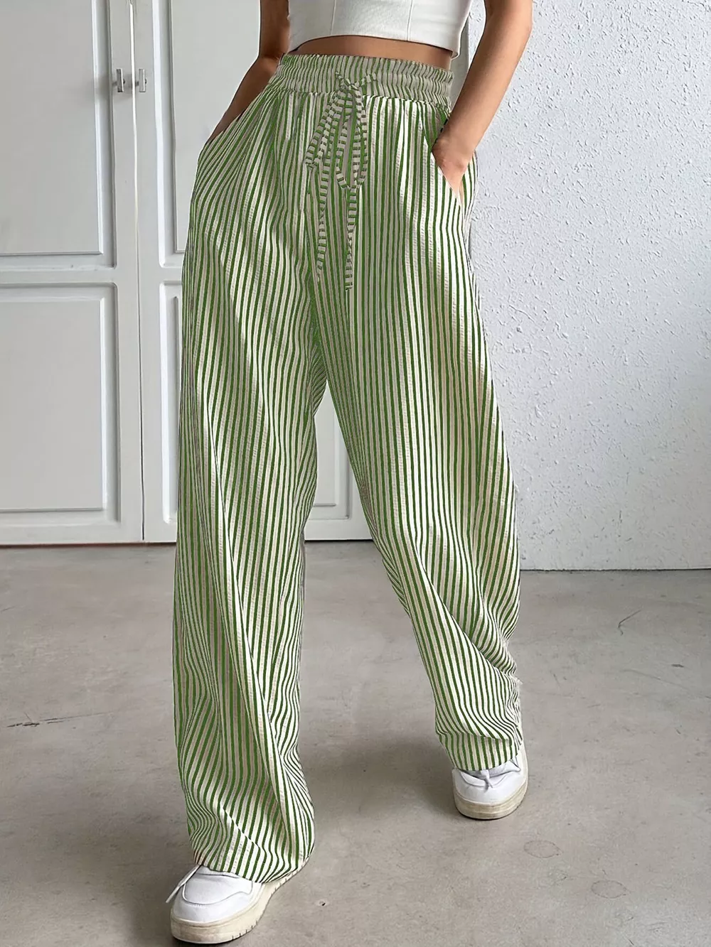 Striped High-Waisted Wide Leg Pants, image 7