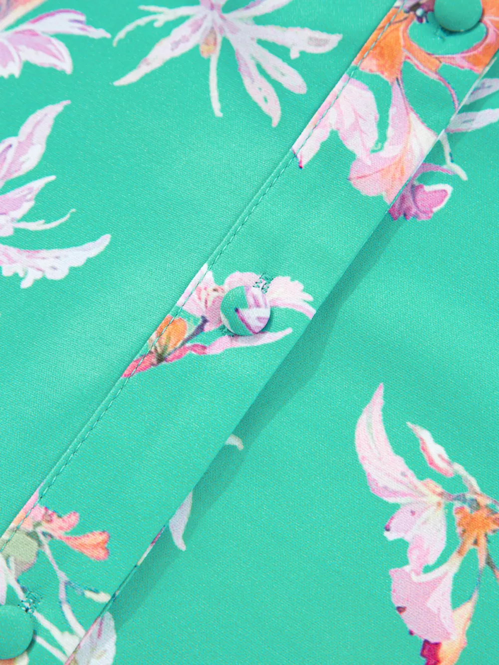 Floral Lantern Sleeve Button Front Shirt, image 3