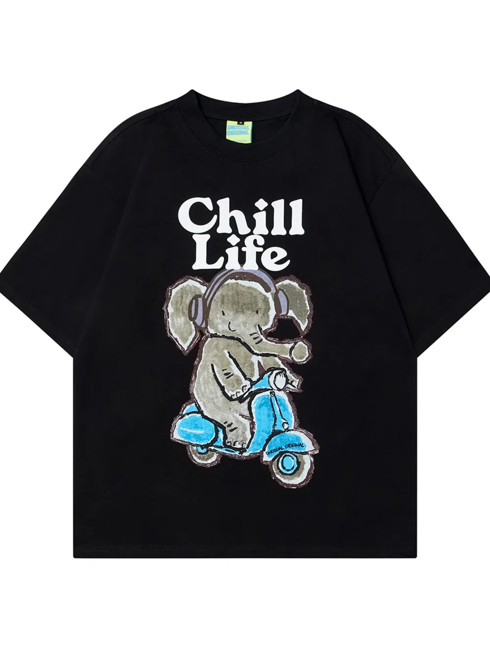 Men's Casual Elephant Graphic Short Sleeve Oversized T-Shirt