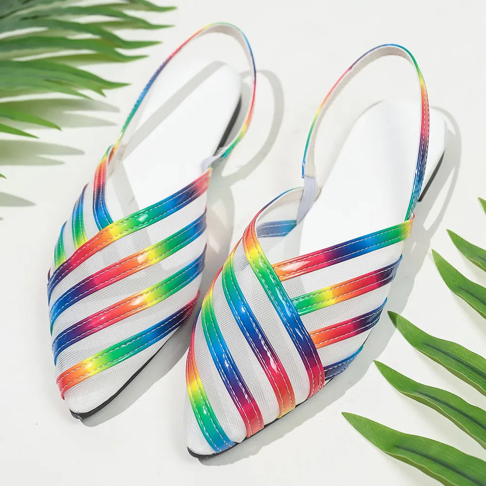 Point Toe Mesh Flats Sandals, image 2