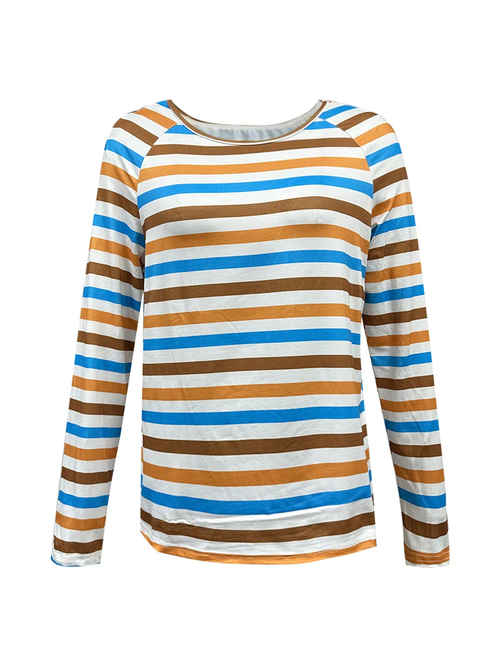 Full Size Striped Long Sleeve Casual Top Plus Size, image 5