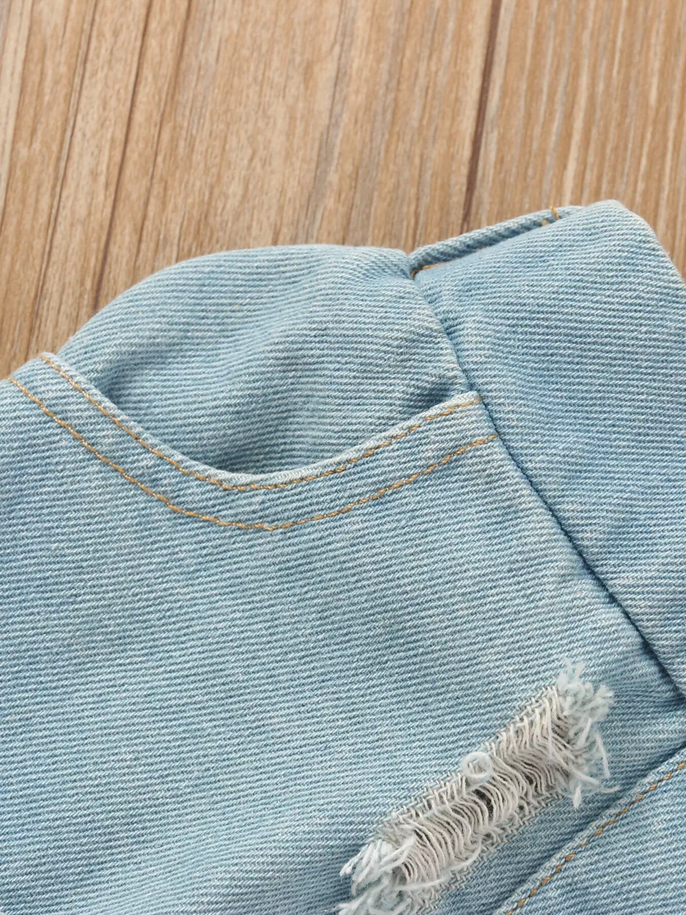 Children's Off-Shoulder Lace Top and Denim Skirt Set, image 8