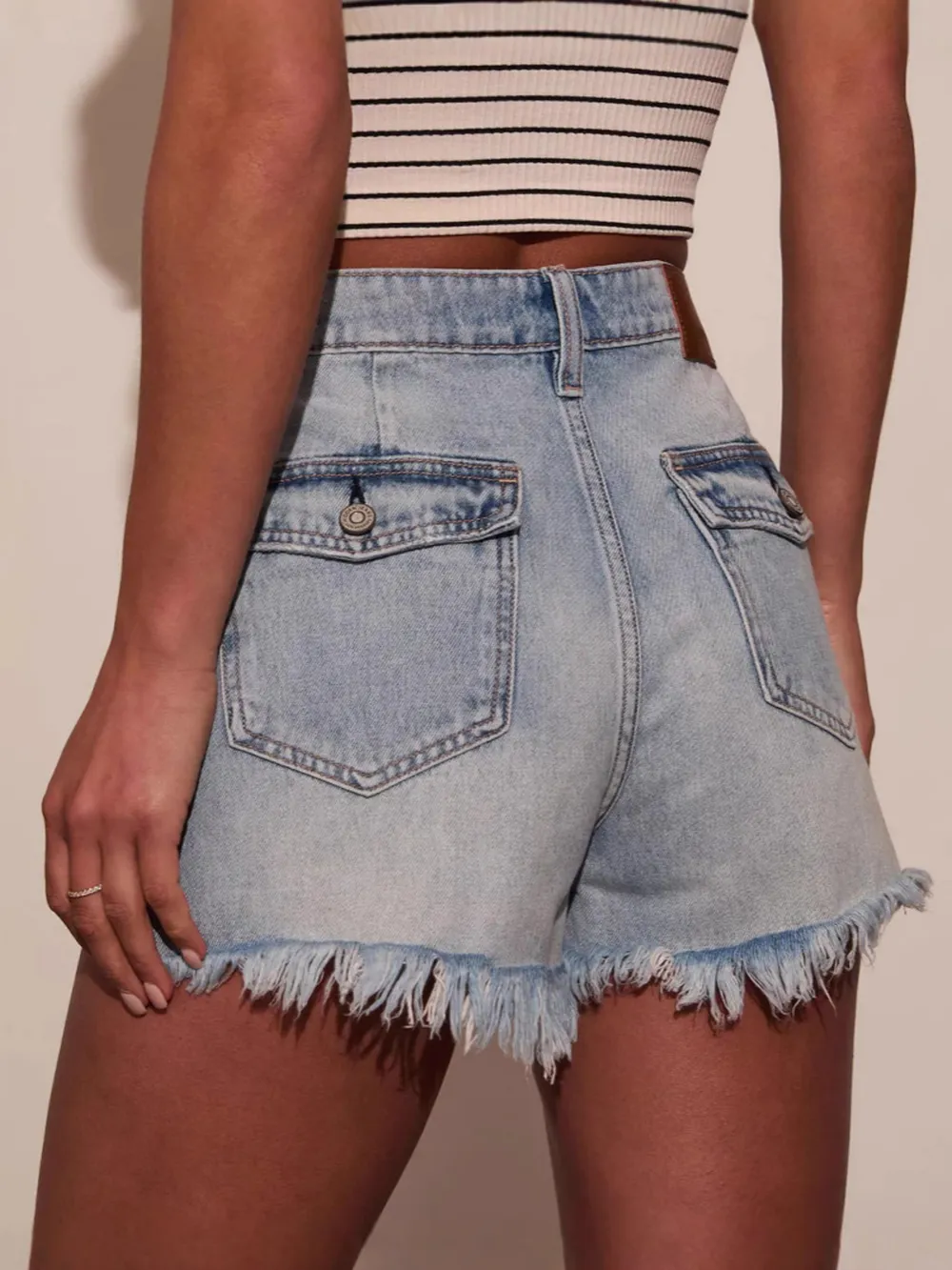 Raw Hem Denim Shorts, image 5