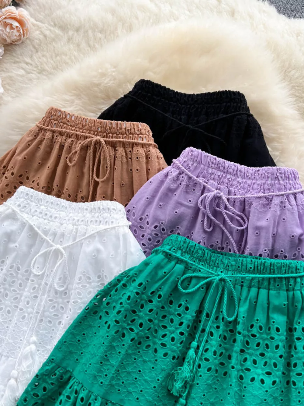 Eyelet Tiered Maxi Skirt, image 8