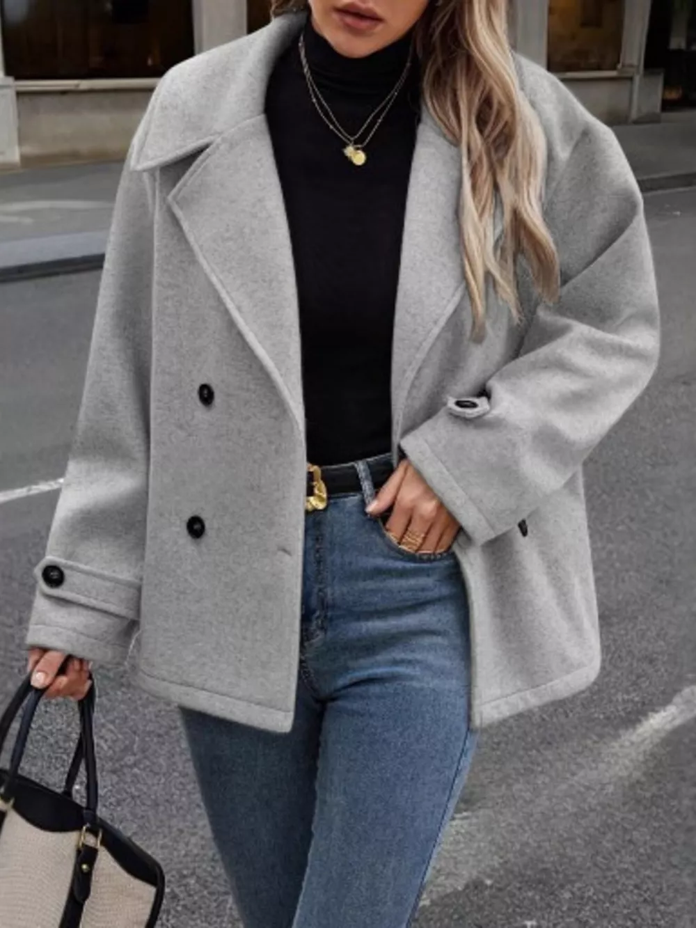 Double-Breasted Wool Blend Casual Jacket, image 6