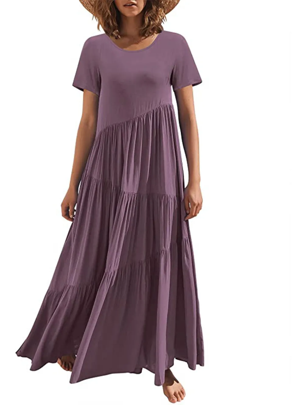 Round Neck Tiered Ruffle Maxi Dress, image 12