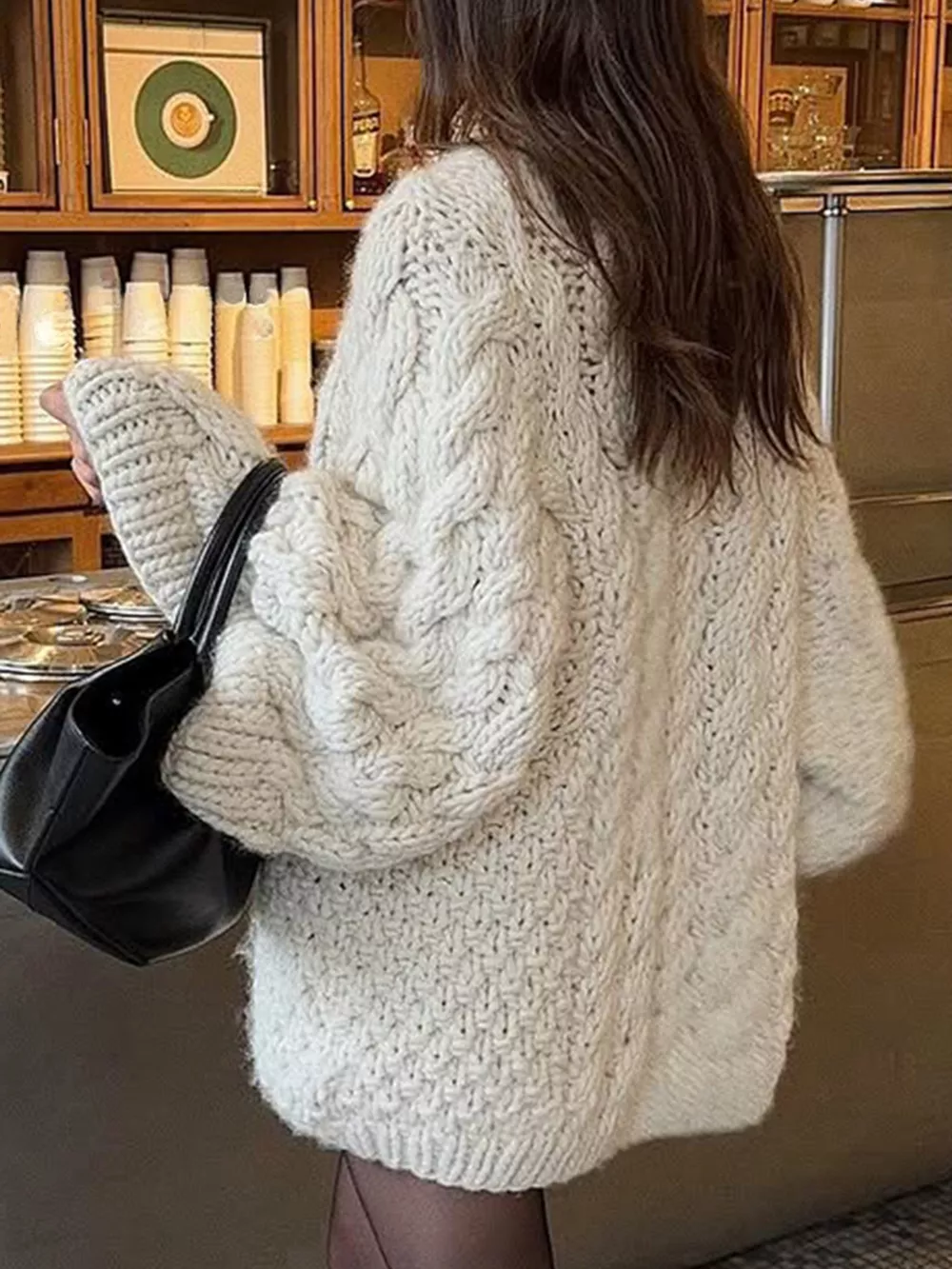 Cable Knit Round Neck Sweater, image 3