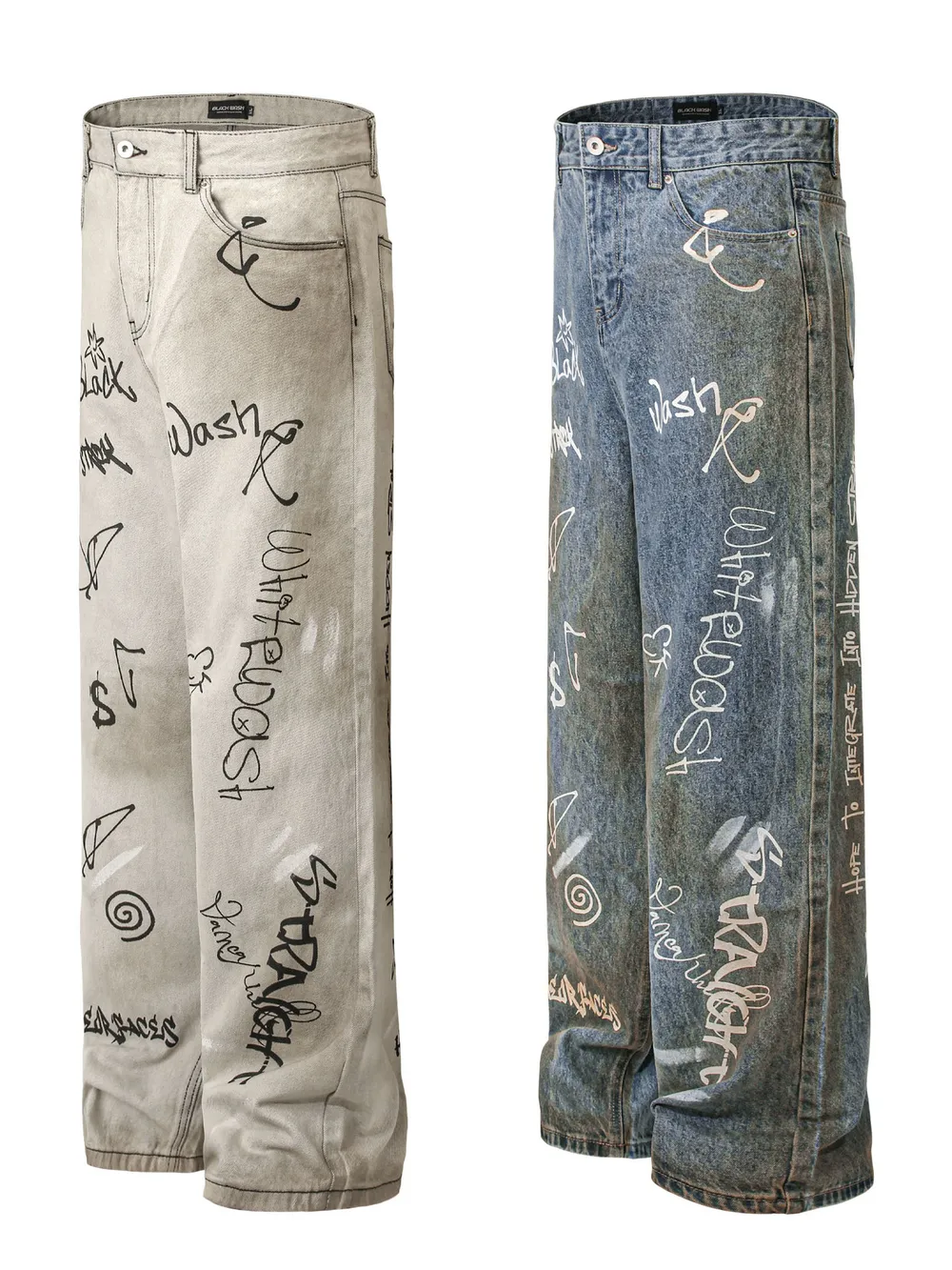 Men's Graffiti Art Loose Fit Jeans, image 4