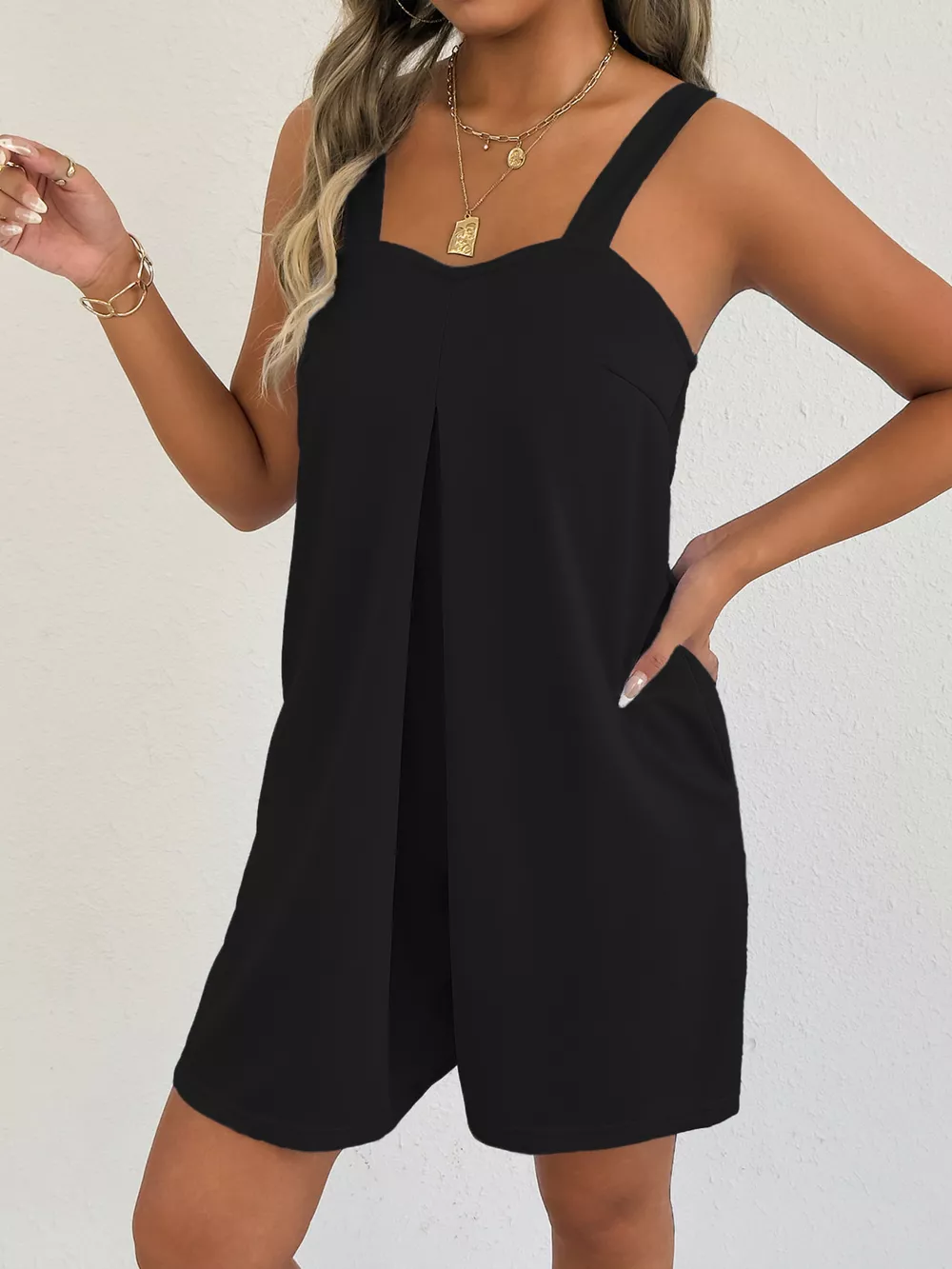 Sweetheart Neck Wide Strap Romper, image 6