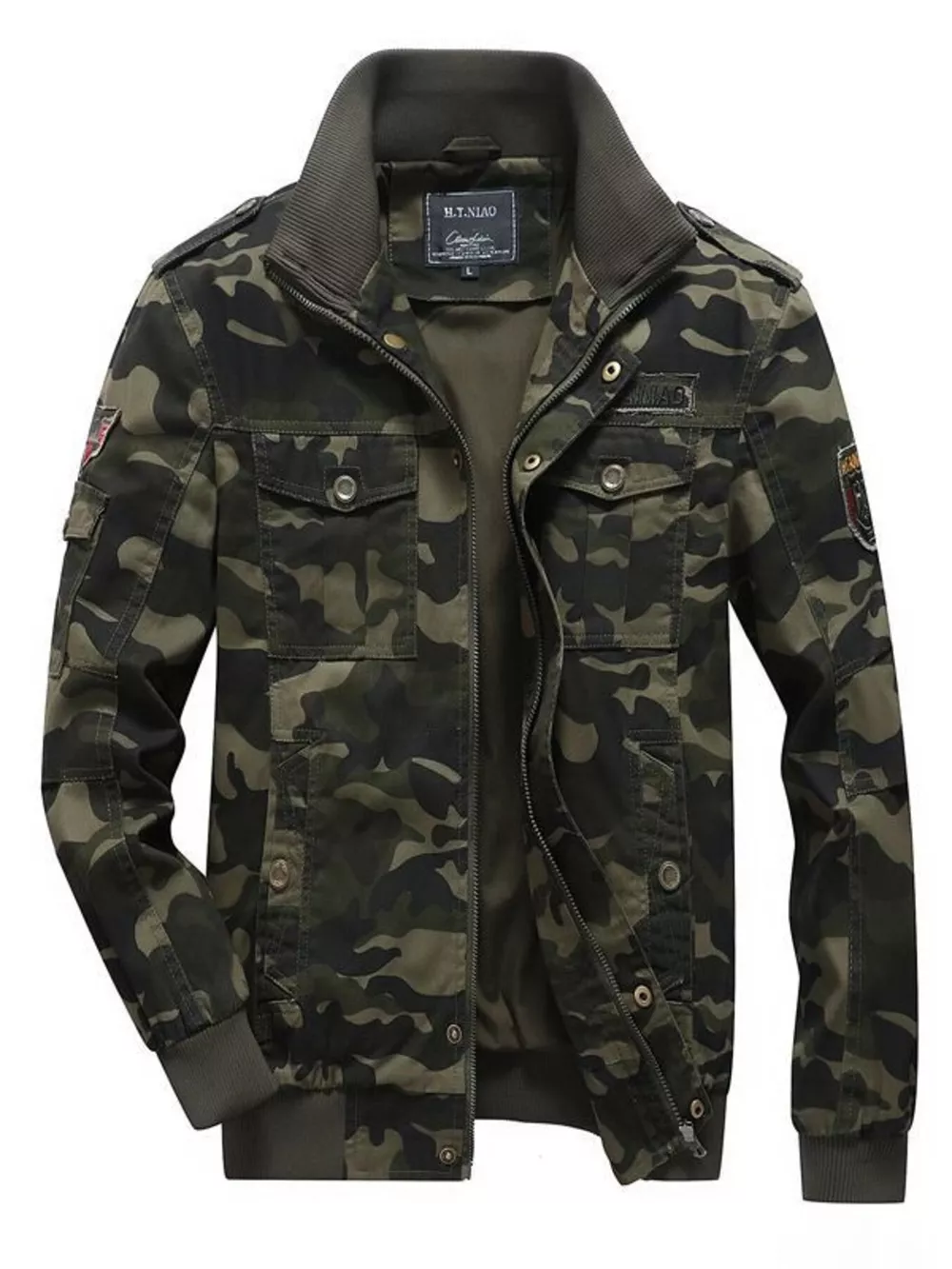 Men's Plus Size Camouflage Zip Up Jacket