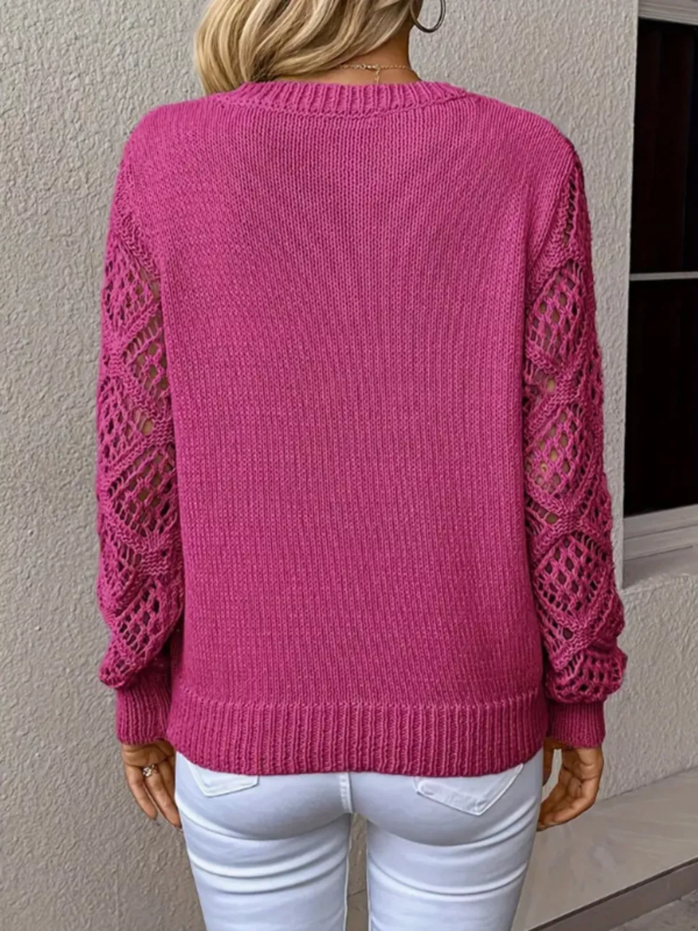 V-Neck Hollow-Out Sleeve Knit Sweater, image 10