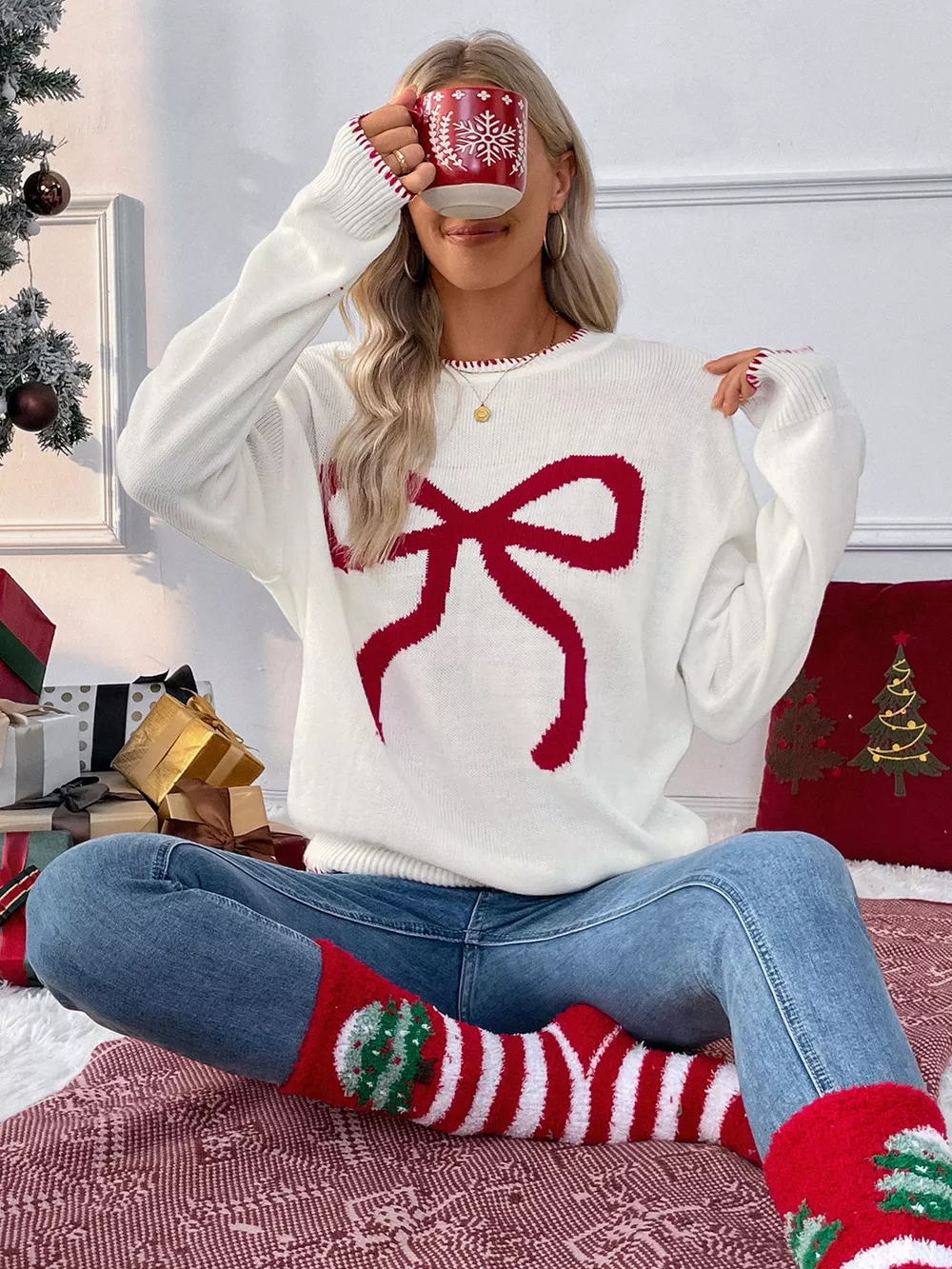 Bow Round Neck Sweater, image 5