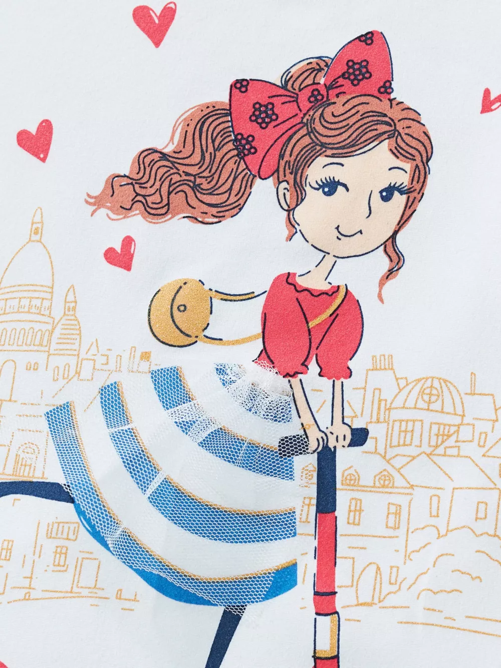 Children's Girl Scooter Graphic Ruffle Sleeve T-Shirt, image 3