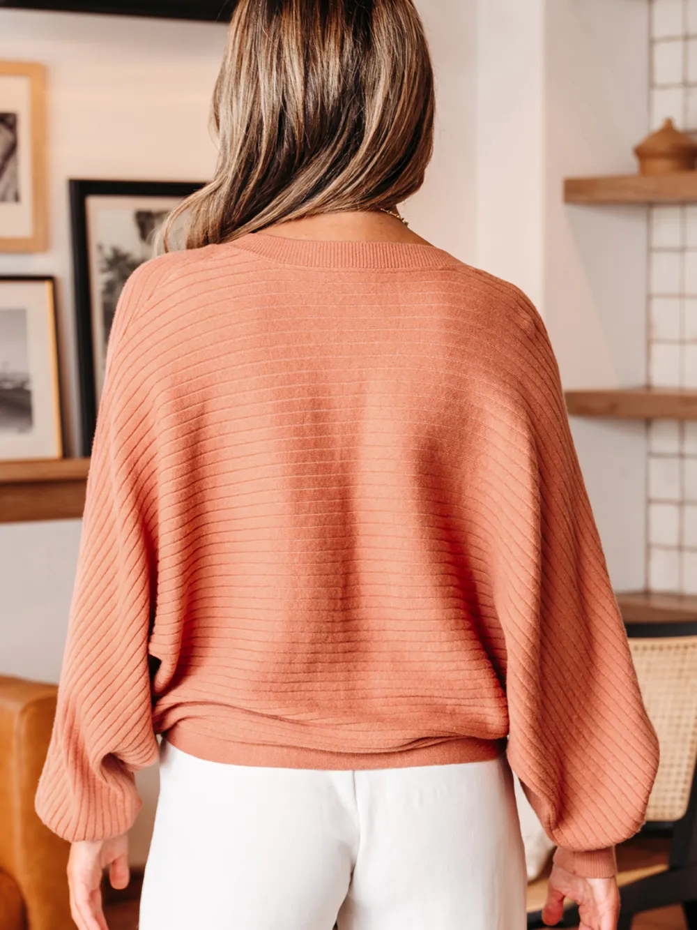 Rib Knit Button Front Dolman Sleeve Sweater Cardigan, image 6