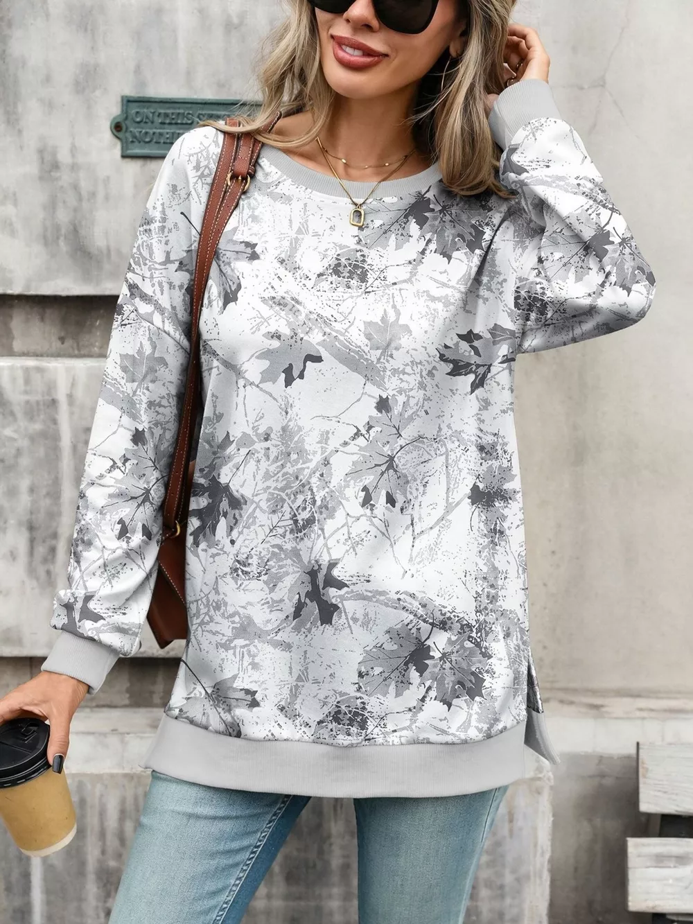Camouflage Print Crewneck Sweatshirt, image 9
