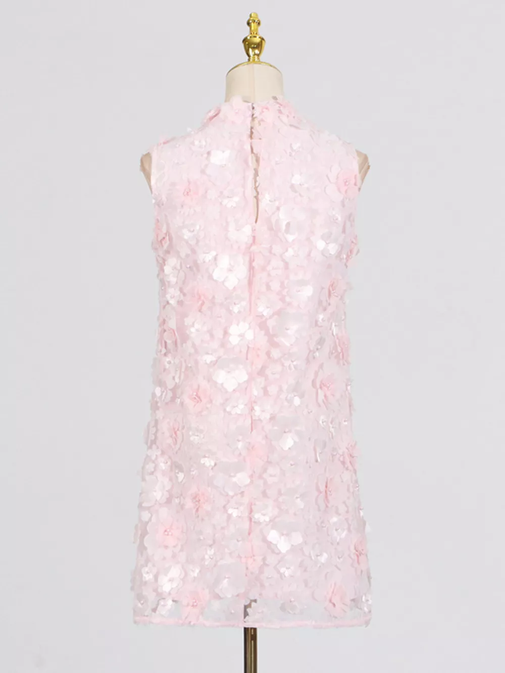 Floral Applique High Neck Sleeveless Mini Dress, image 14