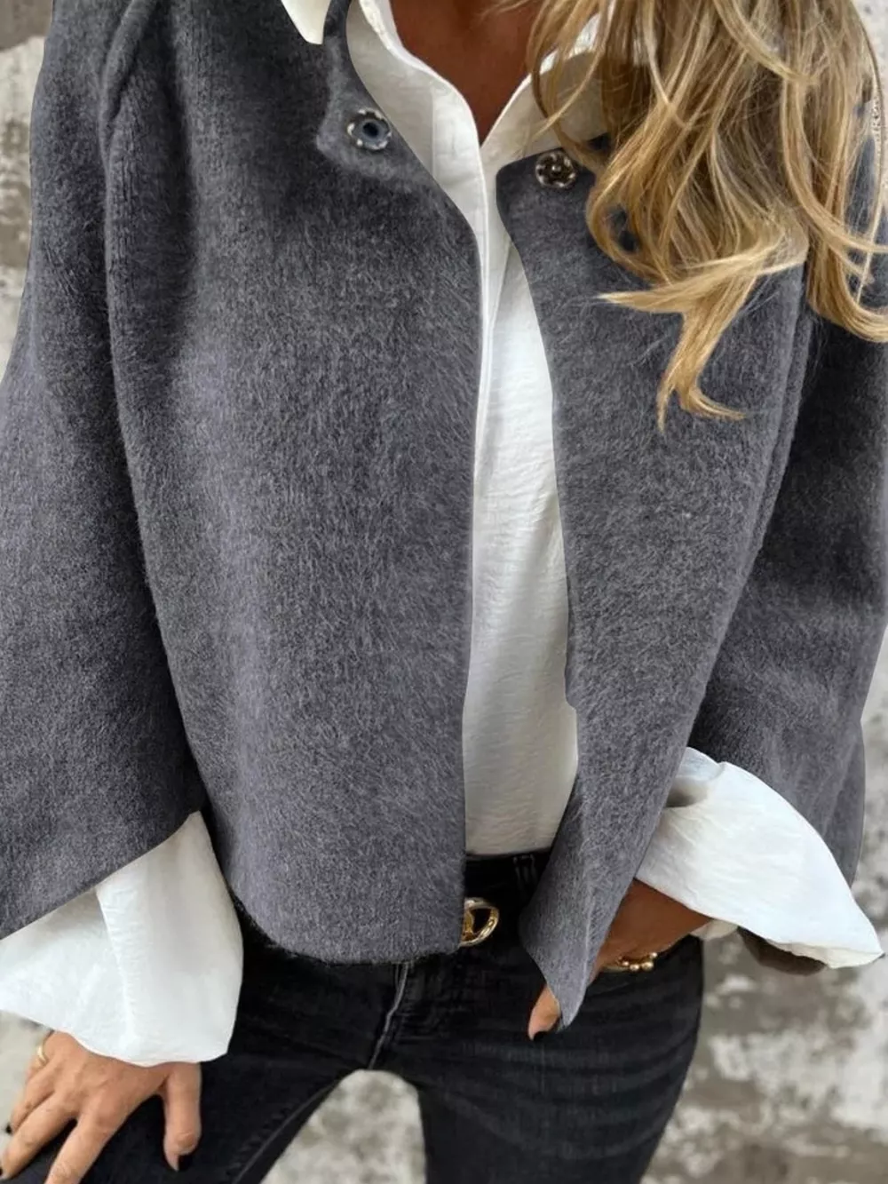 Full Size Dropped Shoulder Fuzzy Knit Cardigan Plus Size, image 3
